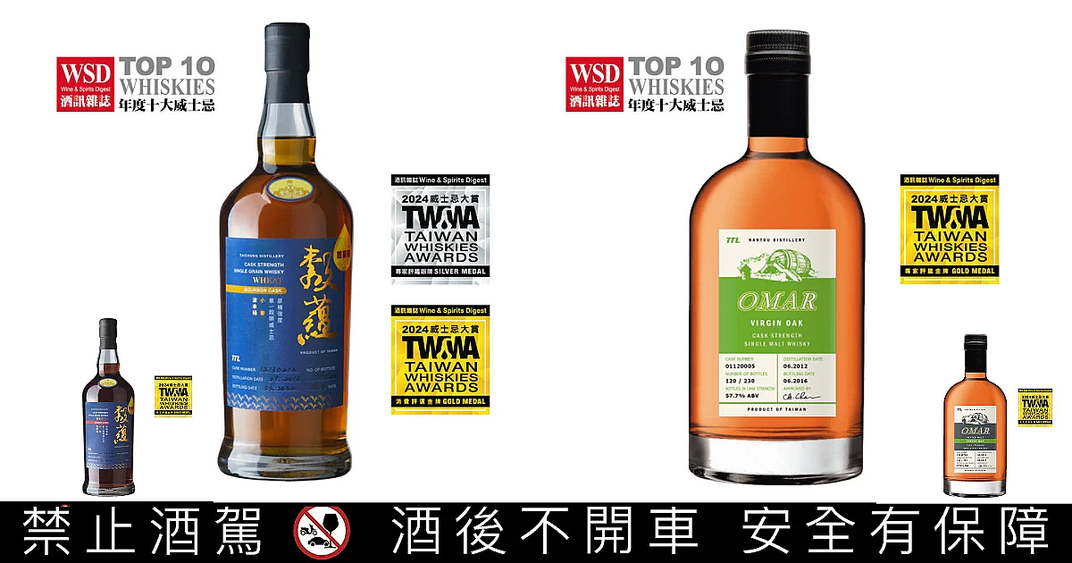 臺灣菸酒2024 TW.WA酒訊威士忌大賞光芒四射，OMAR、穀蘊共計拿下4金1銀
